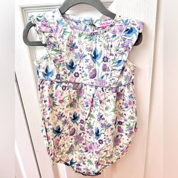 Ruffle Butts Waterfall Bubble Romper Woven Hello Spring Sleeveless 18-24 months - Picture 2 of 5
